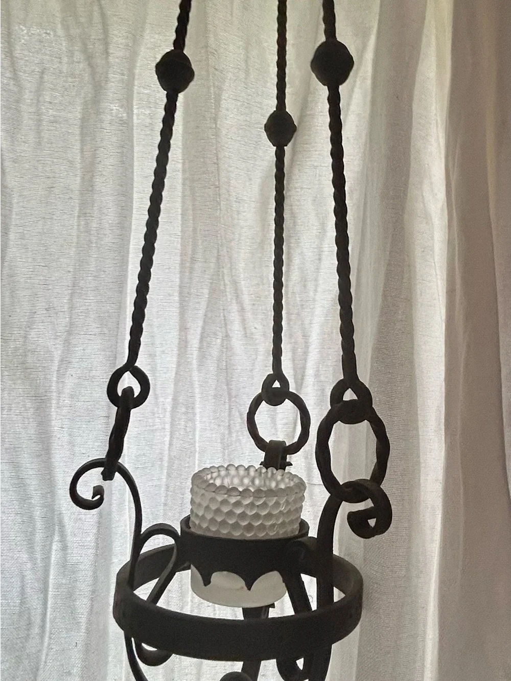 Vintage cast Iron Hanging Candle Holder - Black
